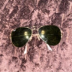 Ray-Ban Gold Frame Sunglasses with Dark Green Lenses